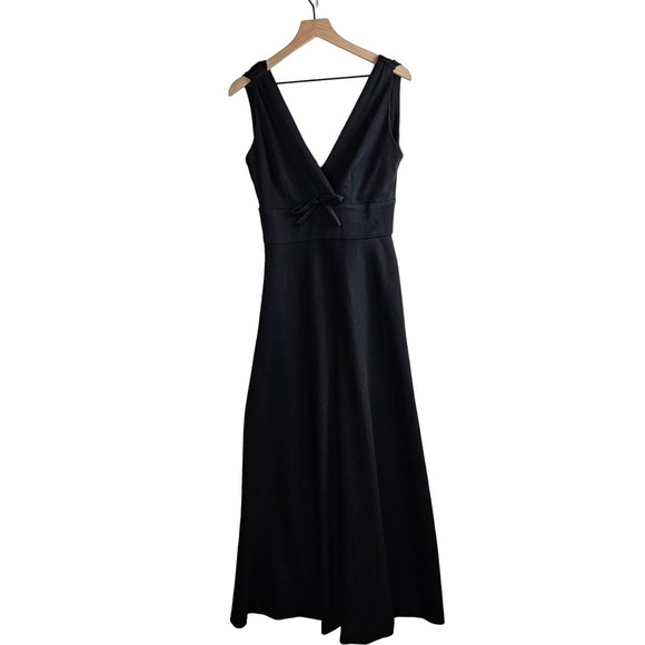Vintage 70s Butte Knit Sleeveless Maxi Dress 14 8 10 Black Gown - Picture 3 of 8